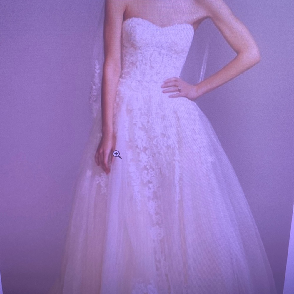 Sheer Lace & Tulle Ball Gown Wedding Dress. Actual color is ivory/champagne.